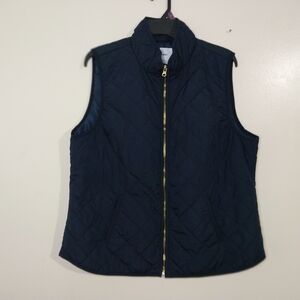 Old Navy Dark Blue Quilted Vest with Metallic Zipper